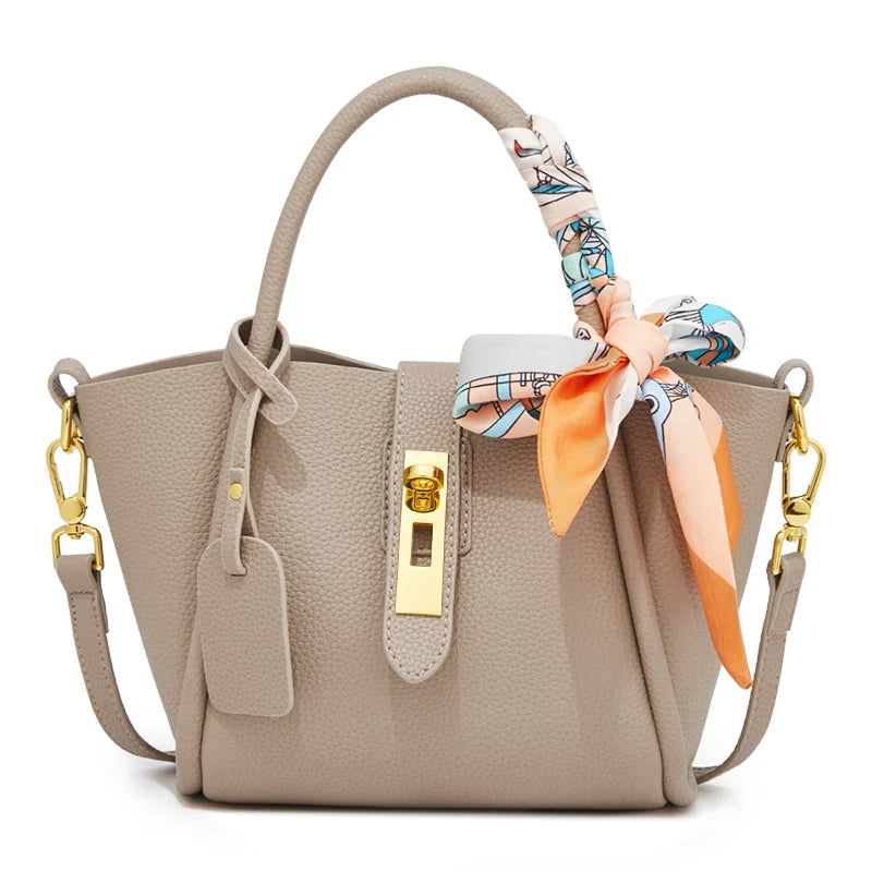 FOXER Women's Handbag Split Leather Shoulder Bag 2026 Fashion Lady Crossbody Bag Light Luxury Commuter Bucket Bag as Gift