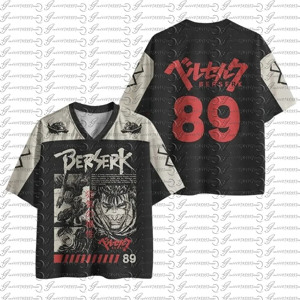 Anime Berserk Guts Cosplay Jersey, 89 Number Streetwear, Men Women Oversized V-neck T-shirt, Casual Harajuku Top For Anime Fans